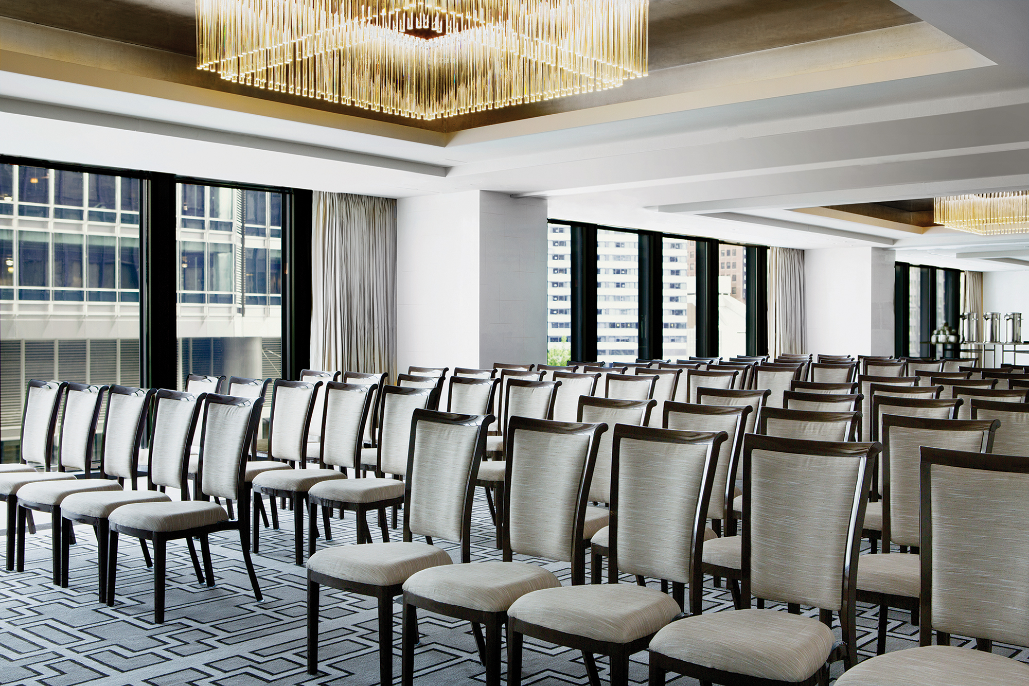Cambridge, an event space in The Langham, Chicago with a business  conference setting 